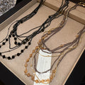 Layered Beaded Chain Statement Necklace with Distinctive Textured Details view 2