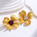 Gold Tone Purple Flower Crystal Two Designs Metal Brooch Pin view 4