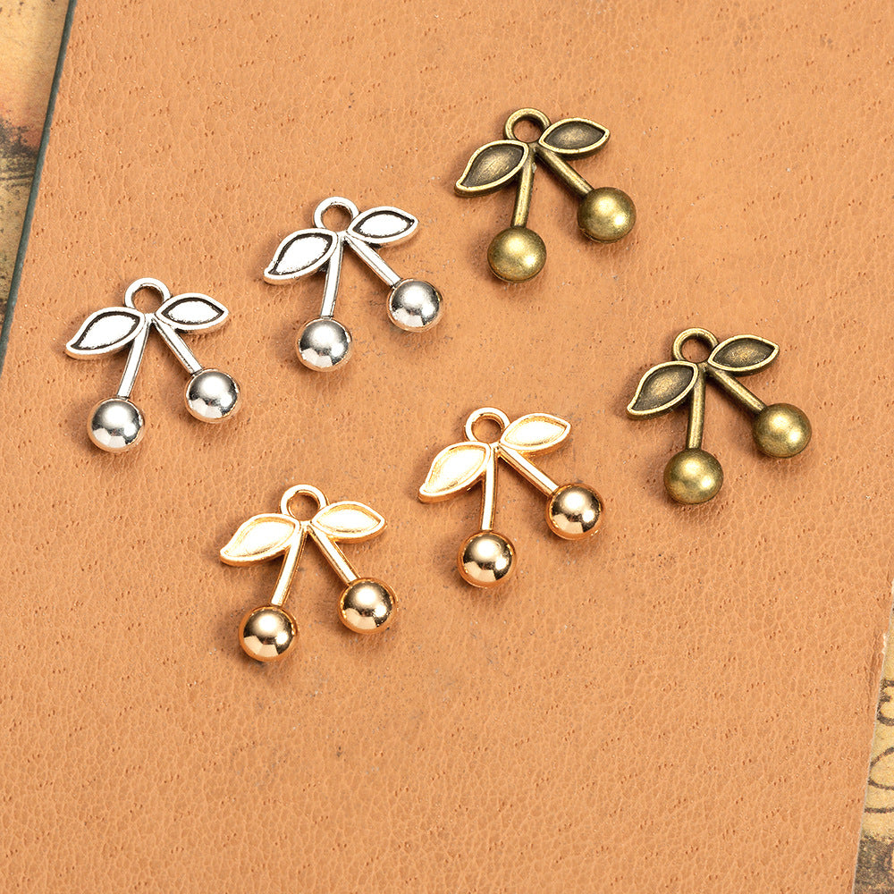 Mini Cherry Alloy Charm Pendant 16x14mm