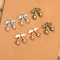 Twin Cherry Detailed Metal Charm in 4 Decorative Finishes view 1