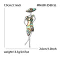 Abalone Shell Lady Brooch With Wide Brim Hat and Silver Frame view 6