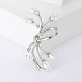 Teardrop Pearl Bow Brooch Rhinestone Center Silver Gold Tone view 6