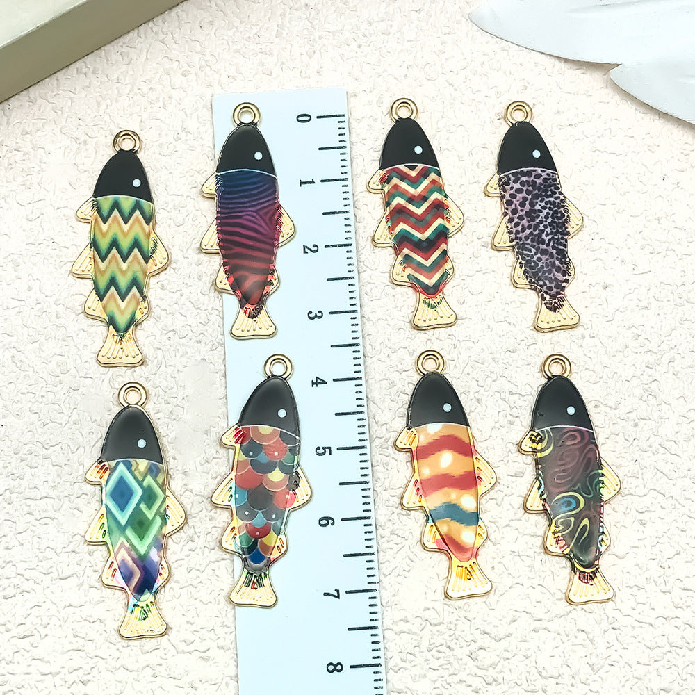 14x36mm Enamel Zinc Alloy Small Fish charm pendants for DIY earrings keychains and jewelry accessories