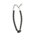 Black Crystal Rhinestone Rose Flower Choker Necklace Silver view 5