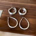 Silver C Hoop Earrings in Two Sculpted Designs for Everyday Styling view 2