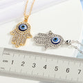 Crystal Hamsa Evil Eye Pendant Necklaces in Gold or Silver Tone view 5