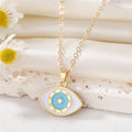 Gold Tone Enamel Eye Pendant Necklace Huggie Earrings and Sets view 6
