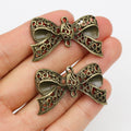 Antique Bronze Filigree Bow Double Loop Connectors view 6