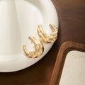 Textured Irregular Gold Tone Crescent Hoop Earrings view 3