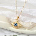 Gold and Silver Tone Carved Evil Eye Pendant Necklaces view 4
