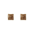 Gold Tone Translucent Coffee Brown Square Stud Earrings view 5