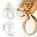 Pearl Bead Flower Heart Clasp Keychain Handmade Tag Charm view 7