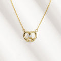 Gold Intertwined Open Heart Pendant Necklace Center CZ view 2