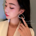 Oversized Crystal Heart Outline Hoop Earrings Fashion Jewelry Accessories view 4