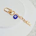 Gold Initial Letter Charm Evil Eye Bead Keychain A To Z view 11