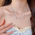 Layered Shell and Starfish Charm Necklace With Colored Beads view 1