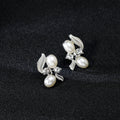 Black Silver Tone Lock Pearl Look Metal Necklace and Earring Set view 4