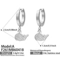Crystal Whale Tail Drop Hoop Earrings in Three Metal Designs view 9