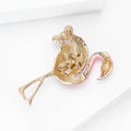 Pink Enamel Flamingo Brooch with Clear Crystal Wing view 4