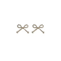 Silver Tone Clear Stone Bow Mini Stud Earrings For Women view 5