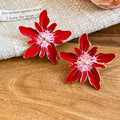 Layered Petal Flower Stud Earrings in Four Bright Colors view 9