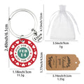 Red February 14 Heart Border Round Message Keychain view 2