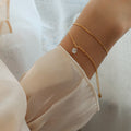 Gold Dual Layer O and S Chain Bracelet with CZ Drop view 3