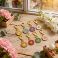 Enamel Daisy Flower Charm Gold Lobster Clasp Eight Colors view 3