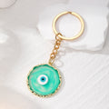 Gold Tone Marbled Round Evil Eye Split Ring Keychains in Six Colors view 6