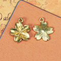 Five Petal Flower Charm Metal Jewelry Making Component In 5 Finishes view 4