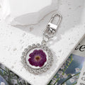 Silver Tone Shell and Floral Pressed Flower Clip Keychains view 6