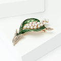 Pearl Lily of the Valley Brooch With Green Enamel Leaves view 3
