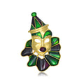 Green Gold Tone Mask Enamel Metal Brooch Pin for Jackets and Lapels view 1