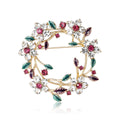 Crystal Floral Wreath Brooch in Gold and Silver Tone view 5