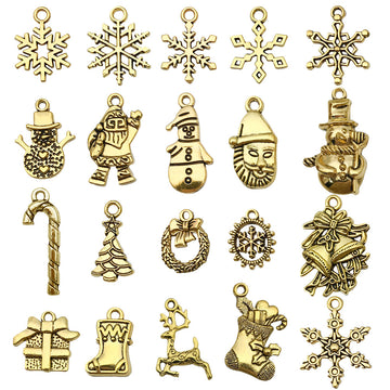 Matte Gold-Tone Snowflake and Christmas Tree Metal Charms with 26 Listed Options