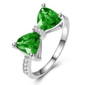 Double Triangle Bow Ring In Five Faceted Stone Colors view 7