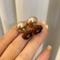 Velvet Flower Champagne Pearl Look Jacket Stud Earrings view 7