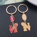 Red or Brown Football and Love Letter Keychains with Metal Hardware view 4
