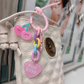 Acrylic Pink Cherry Rainbow Chain Bag Charm With Heart view 2