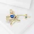 Long Stem Crystal Lily Flower Brooch in Blue or Red view 3