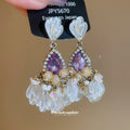 Colorful Petal Crystal Tassel Drop Statement Earrings view 4
