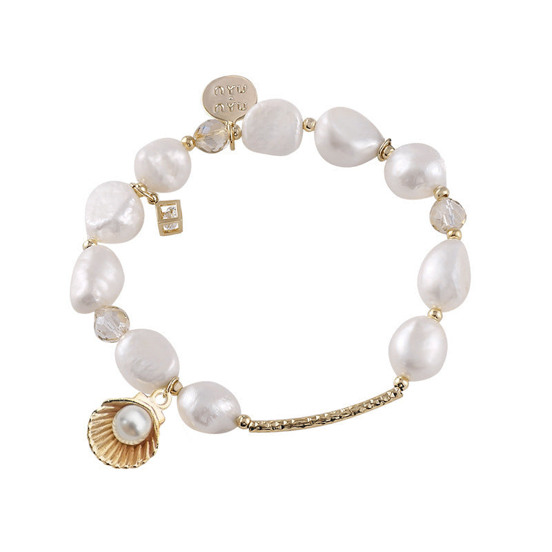 Pearl Accent Zinc Alloy Shell Charm Pendant for DIY Ocean Bracelet Necklace Jewelry
