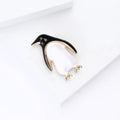 Black and White Penguin Brooch with Gold Tone Trim view 4
