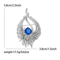 Silver Pave Peacock Brooch Large Center Stone Pink Blue Pin view 7