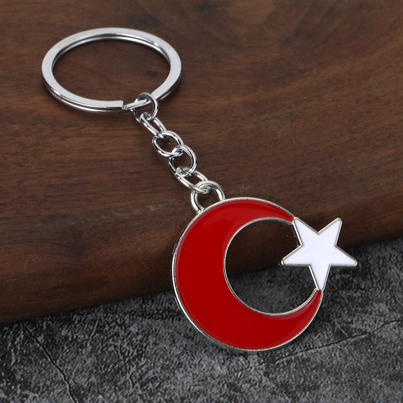 Star and Moon Enamel Keychain Metal Bag Charm for Car Keys