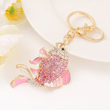 Rhinestone Goldfish Metal Keychain Enamel Tail Gold Clasp