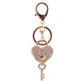 Rhinestone Heart Lock and Key Metal Keychain in Four Colors view 5