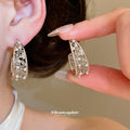 Pearl Filigree C Shaped Hoop Earrings Fashion Jewelry view 2