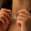Gold Tone Open Christmas Tree Pendant Necklace with Fine Chain view 2