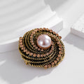 Flower Crystal Pearl Look Metal Brooch Pin 4.3 cm for Jackets and Lapels view 5